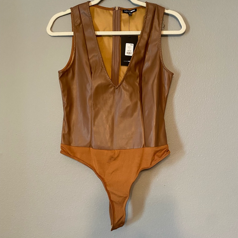 Brown Leather Bodysuit